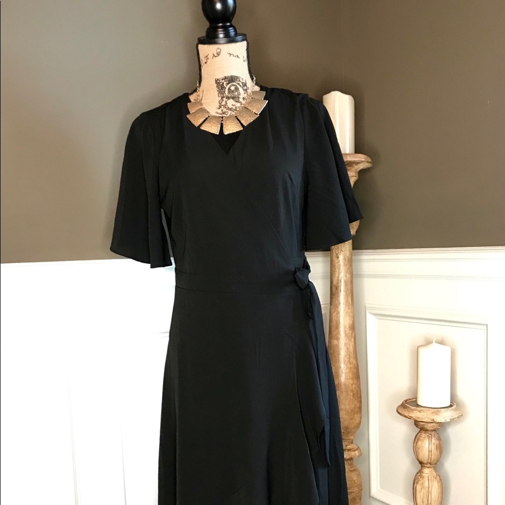 New Black Chiffon and Silk Wrap Dress.